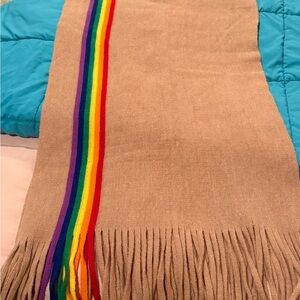 Oversized Rainbow Scarf With Fringe